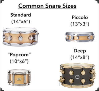 common snare drum sizes